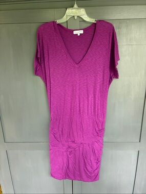 Michael Stars Magenta V-Neck Short Sleeve Dress